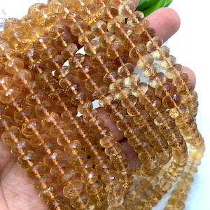 Citrine Faceted Roundel 7- 8 mm Size  • Length 16 Inch •  AAA grade • Natural Citrine Beads• Citrine Rondelle Faceted