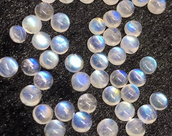 5MM Moonstone Cabs, Blue Moonstone , Rainbow Moonstone top Quality Pack of 8Pc. blue fire moonstone, origin India
