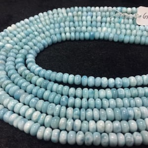 4A Quality Larimar 7mm Roundel Beads, Length 40 cm Larimar Good Quality beads - Larimar Rondelle Beads