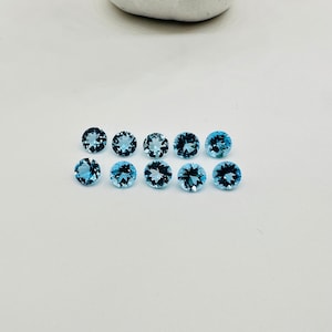 Swiss Blue Topaz faceted Round 6 mm Size -  Pack of 1 Piece -  AAA Quality - Natural Swiss Blue Topaz