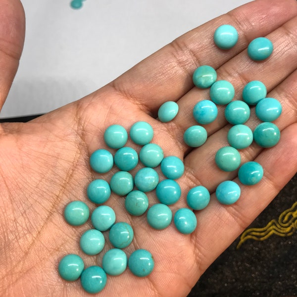 8MM Turquoise Natural Turquoise Cabs- Quality AAA- gemstone cabs Pack of 2 pc 100% natural turquoise- Turquoise Round Cabochon, origin Chile