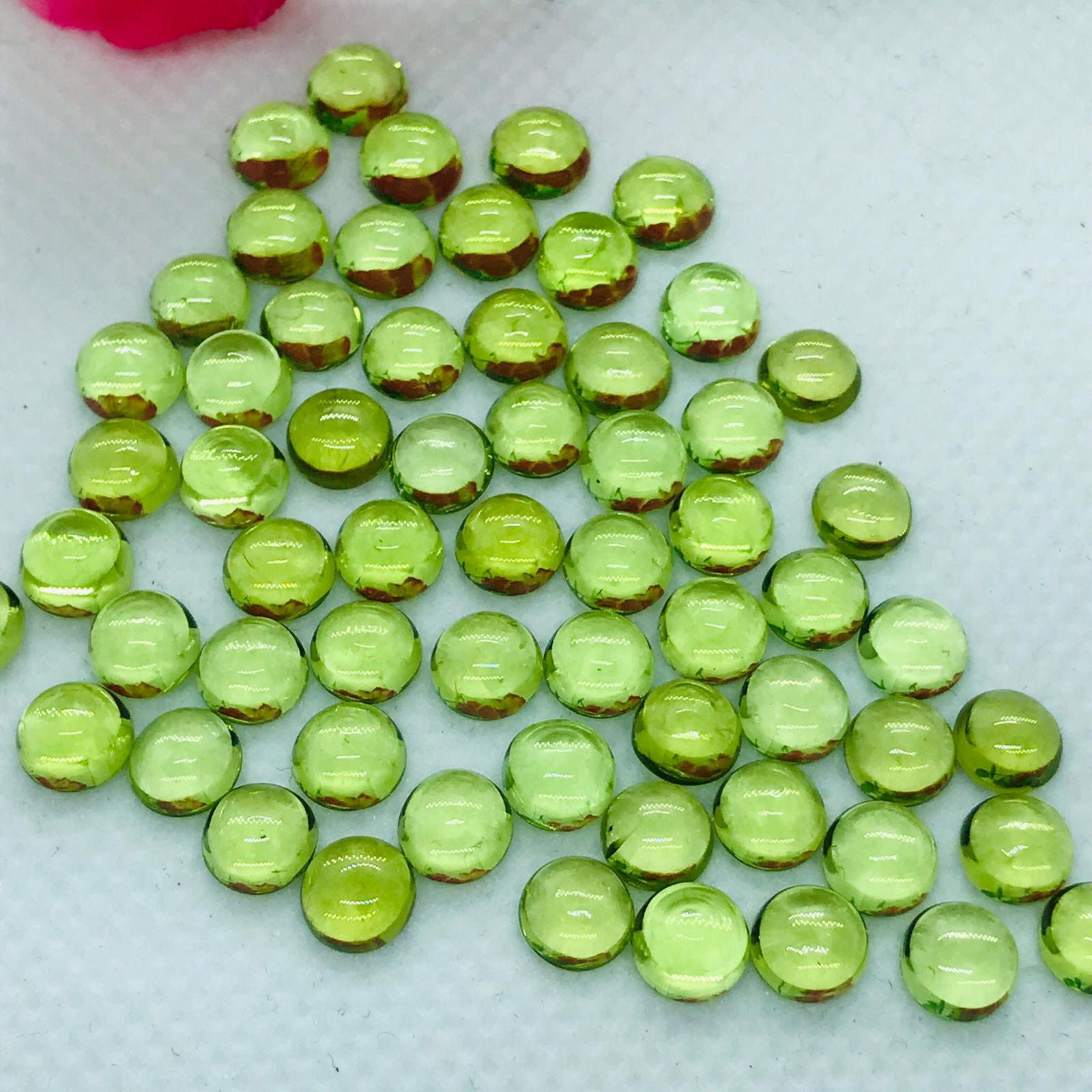 Natural Peridot 4mm Round Cabochon – 5 Piece Set, All Natural, F-3413