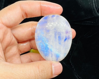 Moonstone Cabochon 50X38MM  Blue Flash Code D2 Natural Rainbow Moonstone Cabochon Weight 30.3-gm AAA . Moonstone Cabs