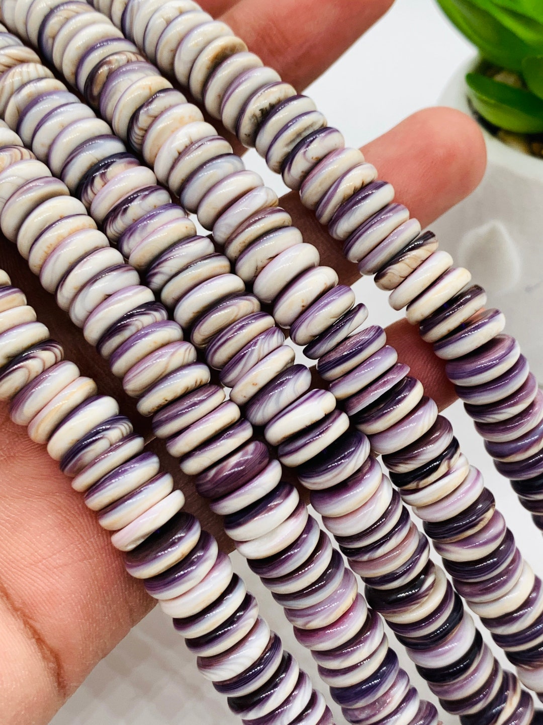 Wampum Quahog Shell Roundel Beads 12 Mm Size 40 Cm Length AAA Quality