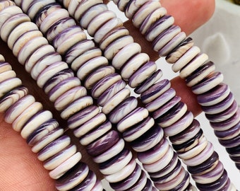 PERLINE Wampum 6mm Heishe Viola Naturale CONCHIGLIA Fornitura Di - Foto 12