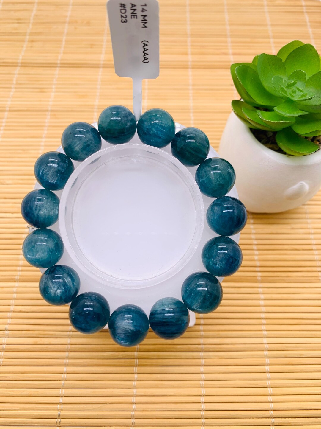 カイヤナイト バイカラー ブレスレット - 14 mm サイズ - コード #D23