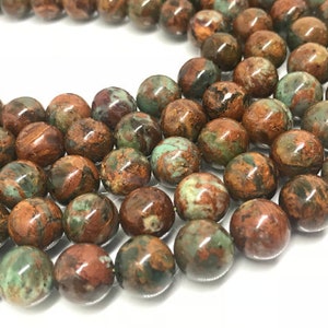 12MM Golden Green Pine Round Beads, Natural gemstone . Length 40 CM . good quality beads .Jasper round beads