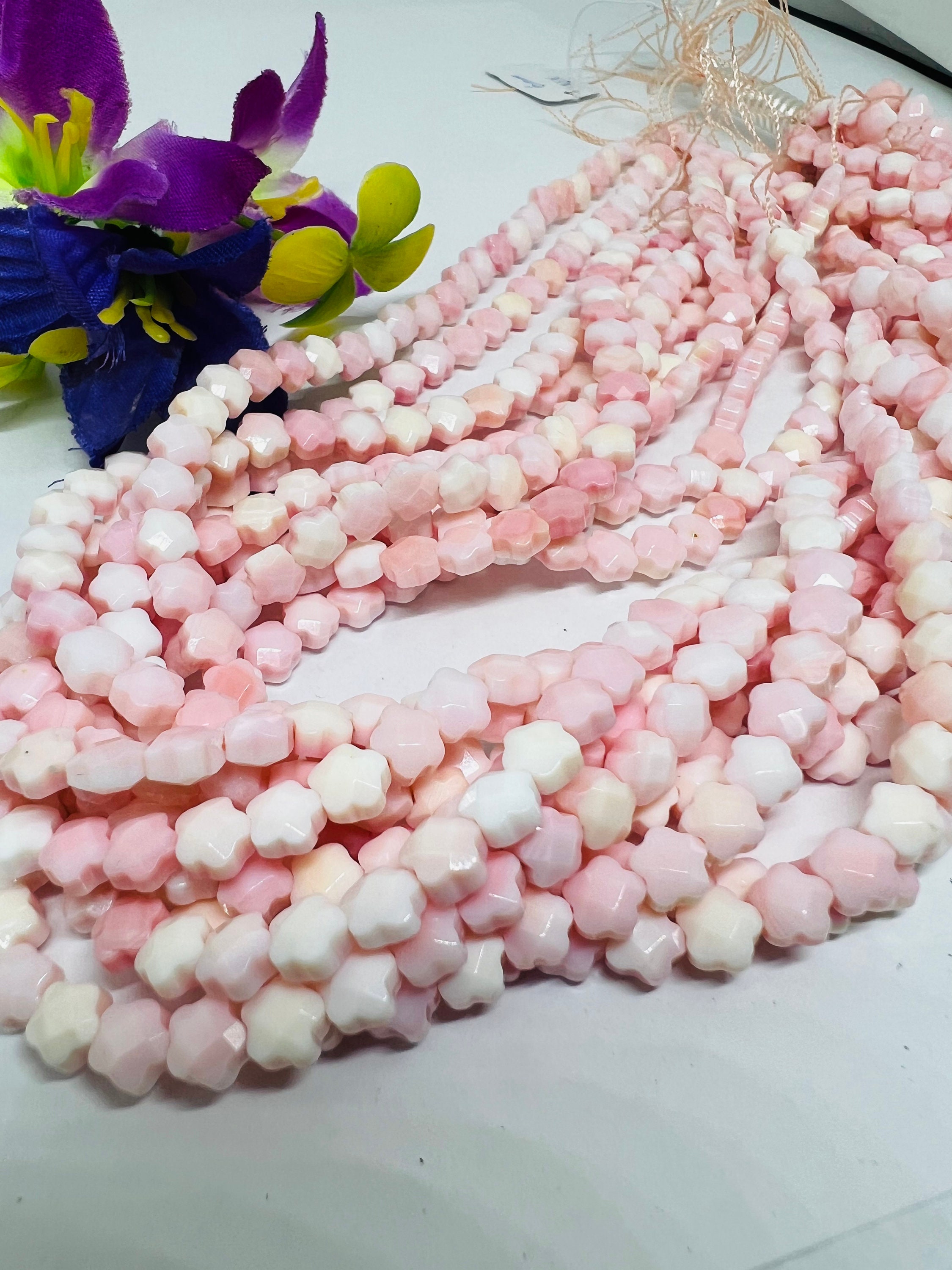 Queen Conch Shell Faceted Flower Beads • 6mm Size • Length 40 Cm • AAA ...