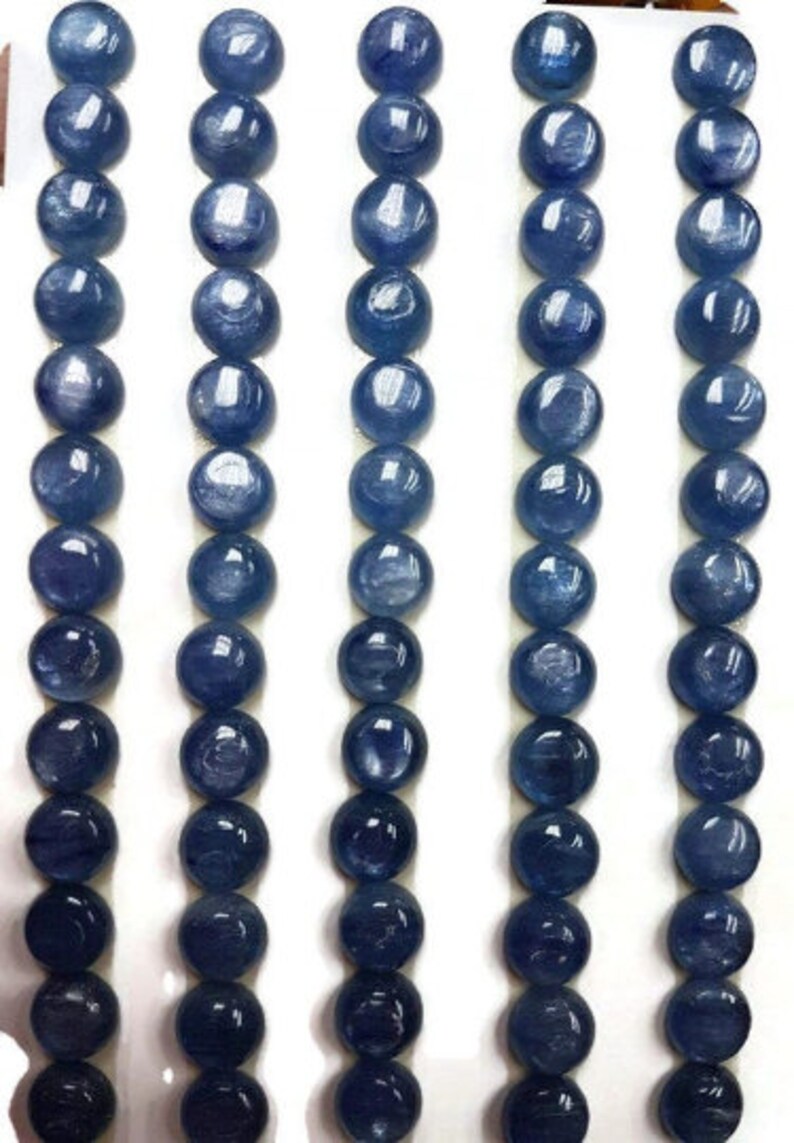 8MM Kyanite Round Cabochons, Kyanite Cabs, Super Fine Quality Cabs,Pack of 6 pc. image 5