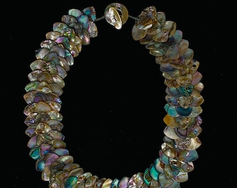 Abalone Shell Necklace  - AAA Quality  - Teardrop Beads Necklace - Hand Braided Beads Pendant Necklace - Abalone Necklace