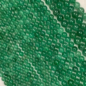 Strawberry Quartz Round Beads - 6/8/10 mm Size - Length 40 cm - Medium Green Color - Natural Strawberry Quartz Beads