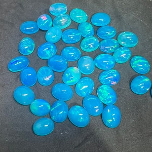 Opal Cabochon 8x10mm Size • pack of 1 Pcs AAA Quality • Natural Opal Blue color Treated Color • Ethiopian Opal  Cabochon