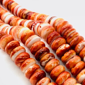 Contas redondas de concha de ostra espinhosa • Tamanho 10 mm • 40 cm de comprimento • Qualidade AAA • Ostra espinhosa natural Cor laranja escuro • Origem México
