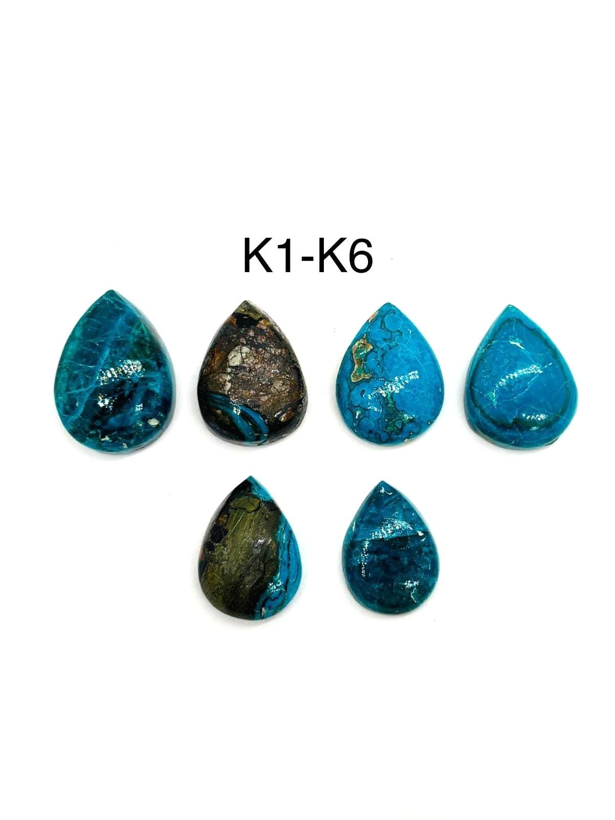 Blue Opalina Pear Cabs - Natural Opalina Cabochons - Origin Chili