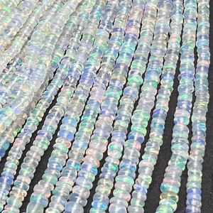 3.5MM Ethiopian Opal Smooth Roundel Beads  16 Inch Strand, AAA Quality opal beads. code #1, Natural Ethiopian Opal beads.