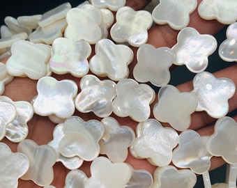 White Mother of Pearl Flower Beads • 18x18 mm Size • 40 cm length • AAA Quality • Natural White Mother of Pearl