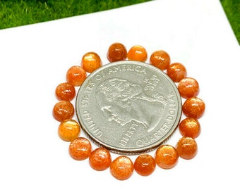 4MM Sunstone Round Cabochon- Pack of 5 Pieces  -AAA Quality -Natural Sunstone Cabs- Sunstone Round Cabs