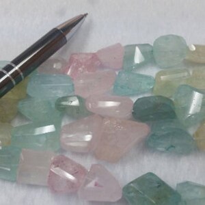 AQUAMARINE 14X17 MM FACETED Nuggets, Faceted tumble shape, Length 9&quot; Top Quality