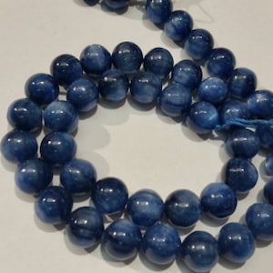 Cuentas redondas de cianita de 10 MM, calidad AAA, cianita azul, ¡calidad superior! Media hebra