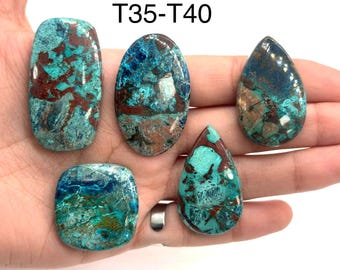 Cabochon Shattuckite • Codice T36- T40 • Qualità AAA • Cabochon Shattuckite naturale •