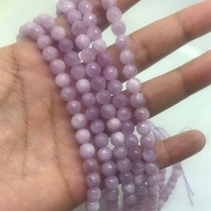 6MM Kunzit Runde facettierte Perlen, AAA Qualität, Länge 40cm -natürliche Kunzit Perlen-lila Farbe, AAA Qualität Ursprung brasilien