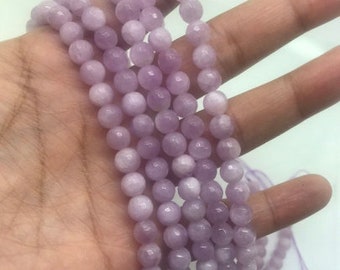6MM Kunzite Round Faceted Beads, AAA Quality, Length 40cm -Natural Kunzite Beads-Purple Color , AAA quality origin brazil