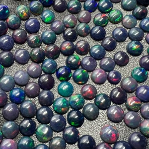 Black Opal Cabochon • 6 mm Size • Pack of 4 Pcs • Code B21 - AA Quality • Natural Opal Treated Color • Ethiopian Opal Cabs