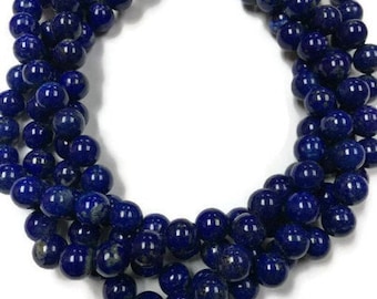 Lapis lazuli Round Beads 10mm, 15.5 Inch Strand, AAA Quality- Perfect Round Beads , Natural Lapis without any treatment or dyed .