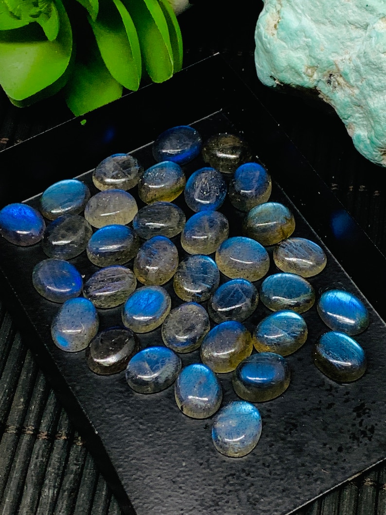 Pack of 4 Pieces Code #A6 Natural Labradorite Cabs Labradorite Cabochon 8x10 mm Labradorite Stone Blue Color AAA Quality