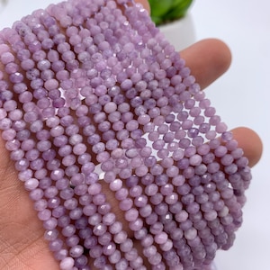 4mm Lepidolite Faceted Rondelle beads - AAA Quality - Length 39 cm - Natural Lepidolite faceted Roundel- Light Color