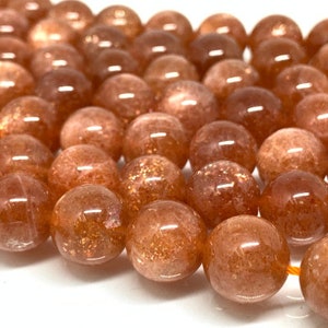 Sunstone Round Beads 12 mm 40 cm Strand, Top Grade Sunstone Round shape- Natural Sunstone Beads- AAAA Quality with Many Flash