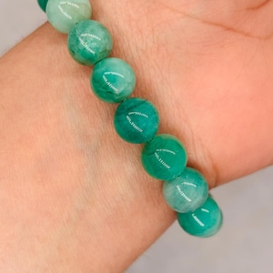 Emerald Round Bracelet - 10 mm Size - Code #S2   - Natural Emerald Bracelet - Length 7.5 Inch