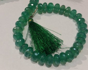 Green Chalcedony Mystic Faceted Rondelles 9-10mm good Quality