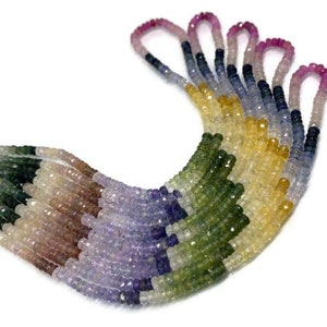 Sapphire faceted Roundel Beads 4MM All Natural sapphire beads. Top Quality precious stone beads- Multi Sapphire Rondelle Beads
