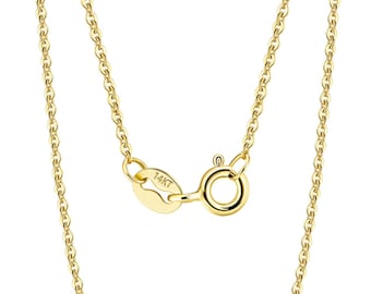 14K Yellow Gold, Flat Cable chain, width 1mm, length 18'' clasp 5mm round, Estimated weight 0.62 gram