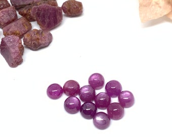 Cabochão de safira rosa (pacote com 2 peças) Cabochão de safira de qualidade AAA tamanho 6 mm • Safira rosa natural • Cabochão de safira