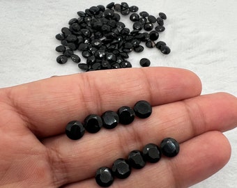 Pietra sfaccettata in onice nero da 6 mm, confezione da 6 pezzi. Pietra tagliata in onice nero.