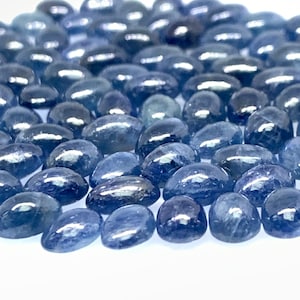 Blue Sapphire Cabochon 4x6 mm Size - Pack of 20 Pcs -AAA Quality Sapphire Oval cabs • Natural Blue Sapphire • Sapphire Cabochon
