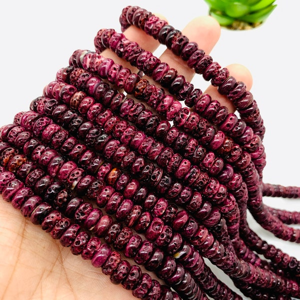 Spiny Oyster Roundel Beads •8 mm Size • 40 cm length • AAA Quality • Natural Spiny Oyster Purple Color • Origin Mexico • Rare Available