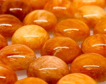 Spiny Oyster 8MM Shell Cabochon • • Pack of 2 Piece • AAA Quality • Natural Shell Cabs • Spiny Orange Shell Round Cabs