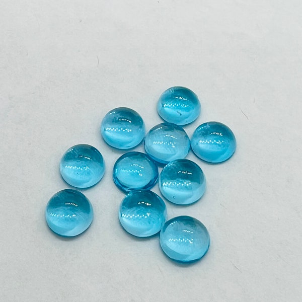 Swiss Blue Topaz 8MM Round cabs - Pack of 1 Pcs  - Swiss Blue Topaz cabs - Loose Stone - Natural Swiss Blue Topaz loose stone