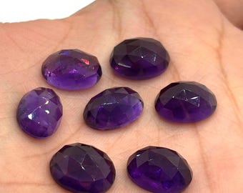 Amethyst 10 x 14 mm rund, Packung mit 2 Stück, AAA-Qualitäts-Cabochons, afrikanischer Amethyst, flache Rückseite