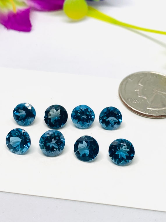 ロンドン ブルー トパーズ 10 mm ファセット ラウンド - AAA 品質 - 1