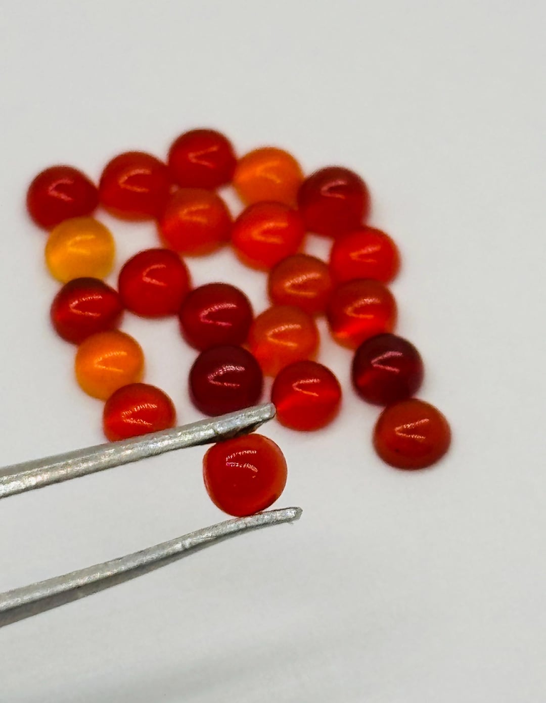 Carnelian 3mm Round Cabs, Orange Carnelian Cabochons, Pack of 10