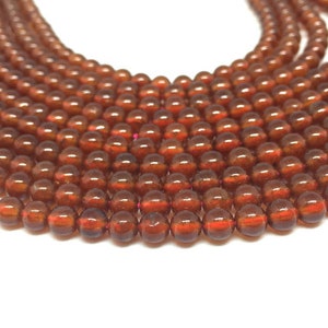 Hessonite Garnet 4-4.5 MM Round Beads,- AAA Quality Beads- Length 40 cm