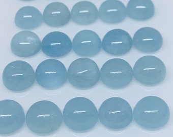 Pacote com 2 Cabochões de Água-marinha 8 mm - Código #CH01 - Qualidade AAA - Cabochões de Água-marinha Natural