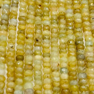 Yellow Sapphire 4 and 5mm MM Faceted Roundel, AAA Quality , 16 Inch Strand , Natural Yellow sapphire gemstone . precious stone beads