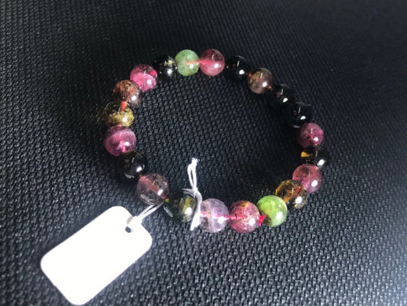 AAAA quality Bracelet 9MM Multi Tourmaline Smooth Round beads Natural Multi Tourmaline length 7.5 code hk02