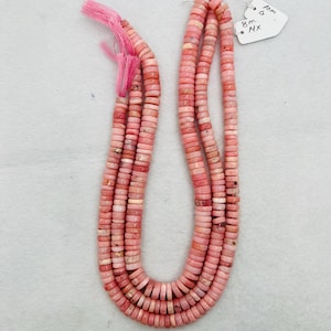 Pink Opal Heishi 8mm , Top quality beads , Length 15.5 Inch, gemstone beads Peruvian Pink Opal