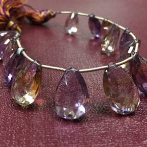 8 Inch SUPERB FINEST QUALITY Ametrine Faceted Pear Briolettes 12x17mm size